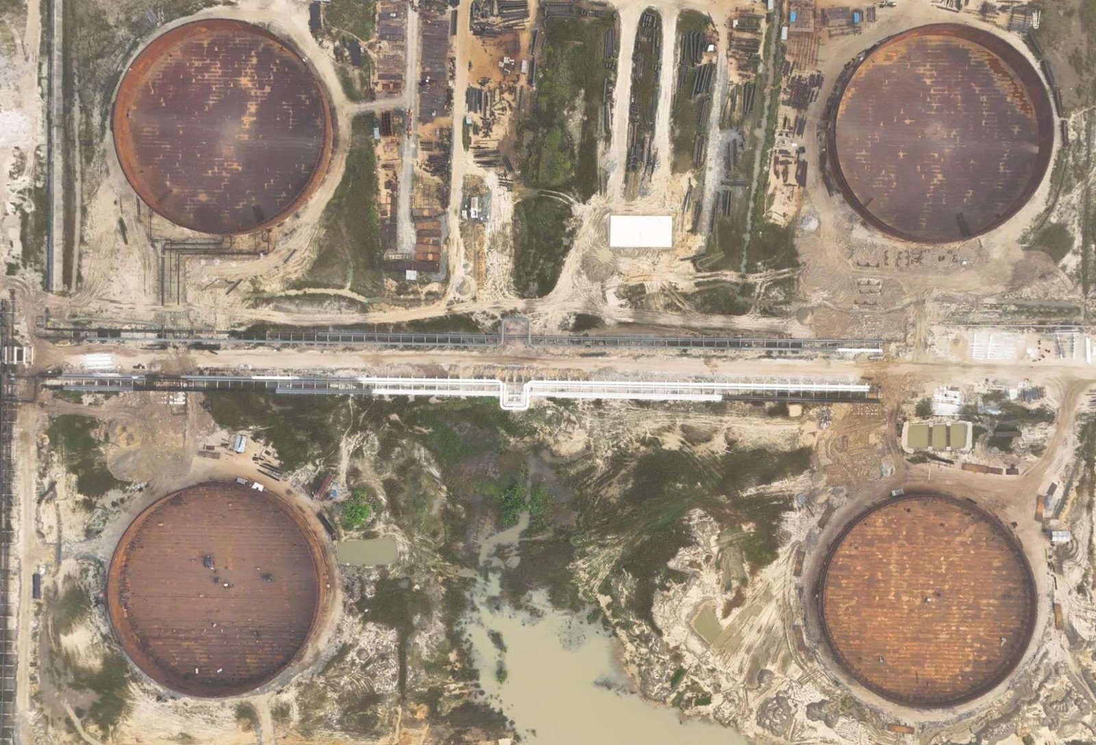 Aerial View — Tank Foundations Under Construction